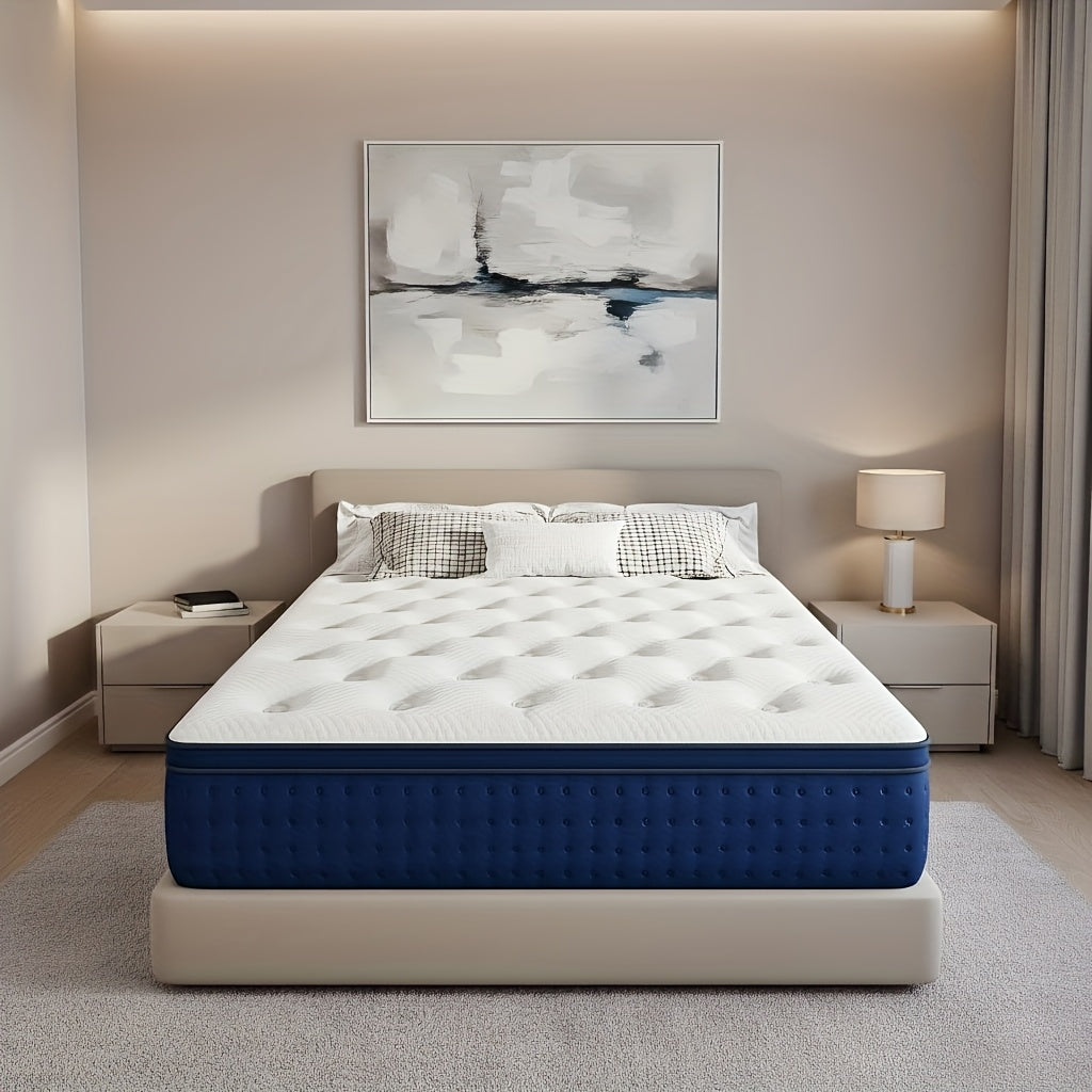 Queen Size Mattress - 12 Inch, Ventilated Memory Foam, Flame Retardant Protection, Built-in Independent Springs, Motion Isolation, Comfortable And Breathable - Full Mattress, Queen Mattress, King Mattress.