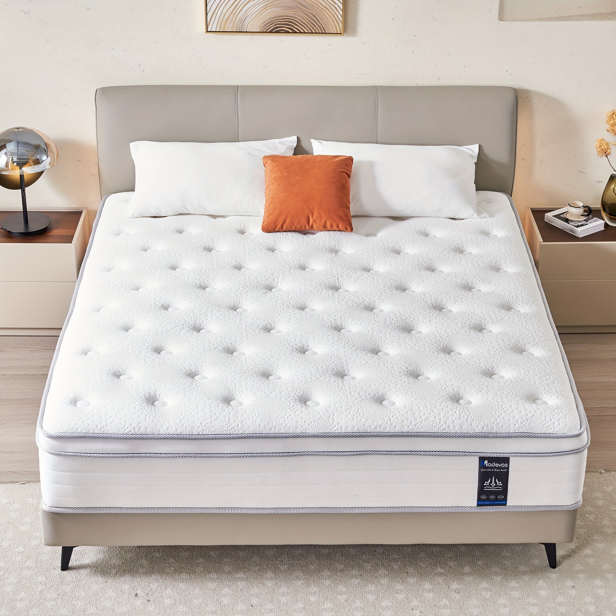 12 Inch Multilayer Hybrid Queen Mattress | Ergonomic Design with Memory Foam and Pocket Spring, Medium Firm Feel, Available in Multiple Sizes & Styles, MADEVOS Brand