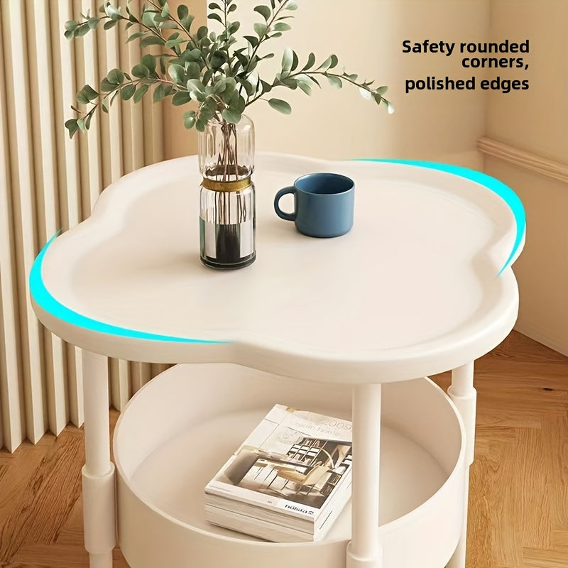 A Classic And Stylish Storage Table with a Two-Tier Design, Suitable for Use As a Bedside Table, Living Room Coffee Table, Or Office Shelf. It Features a Rounded Edge to Prevent Collisions, Making It a Refined And Easy Gift
