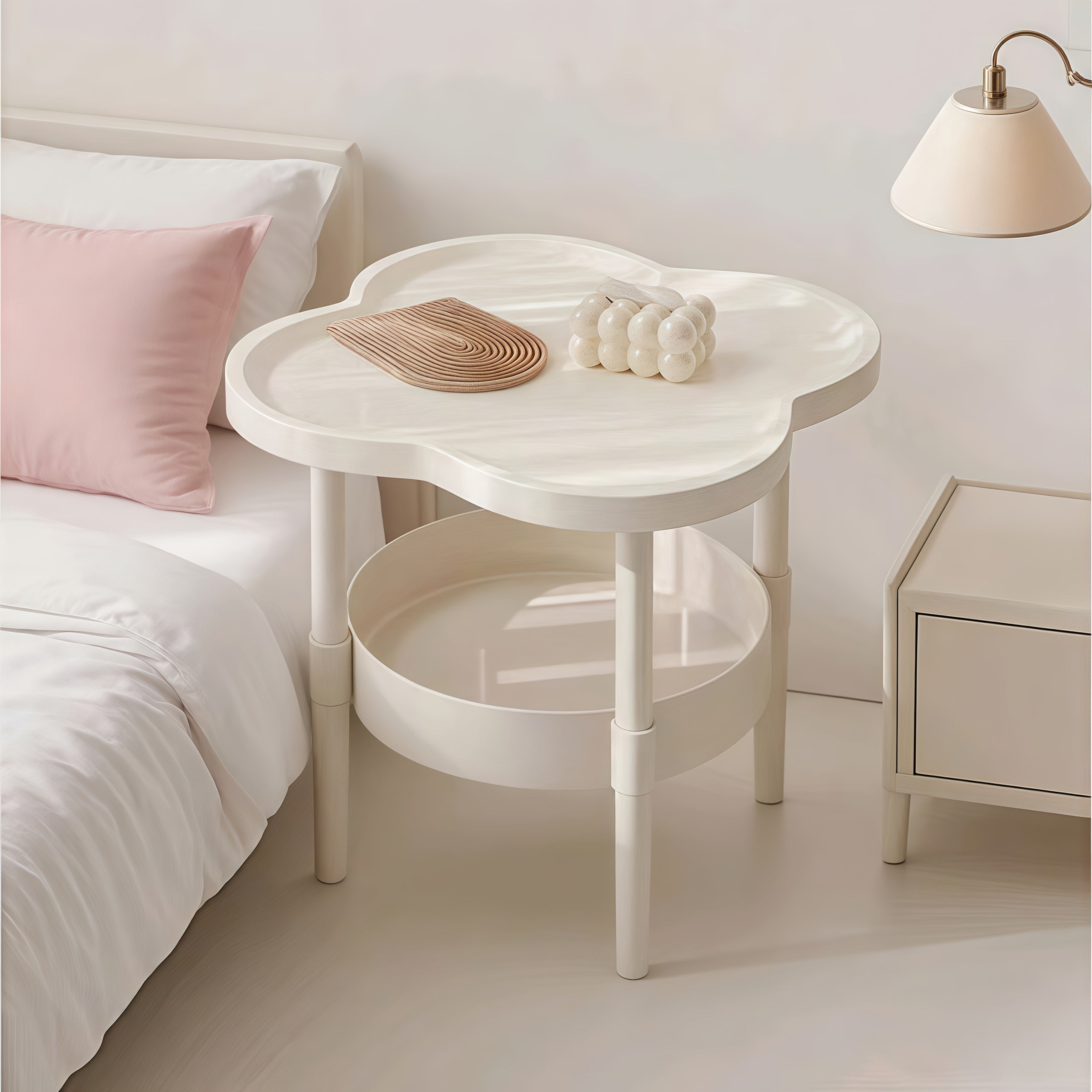 1pc of Classic and Stylish Two-tier Storage Table, Which Can Be Used as a Bedside Storage Table, Living Room Coffee Table, Mobile Shelf, or Sofa Side Table. It Is Perfect for the Kitchen, Bathroom, and Bedroom