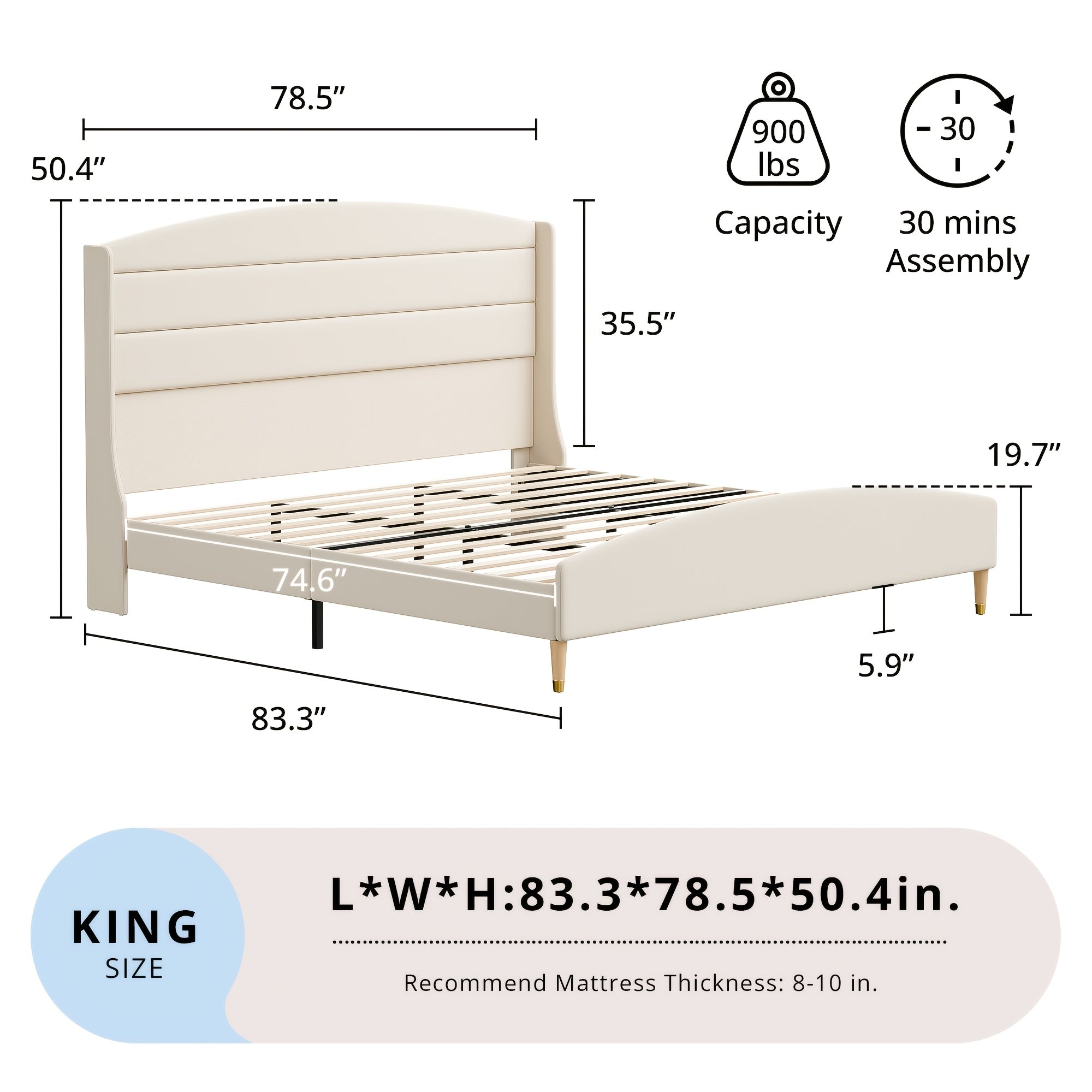 Full\u002FQUEEN\u002FKING Size Bed Frame with 50.4\