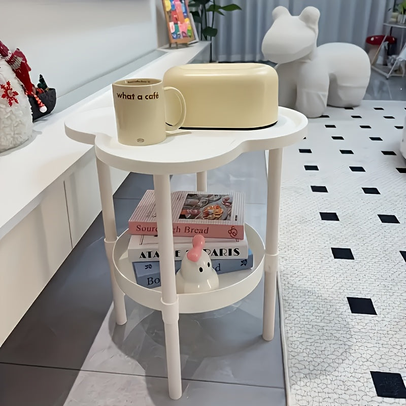 Comfortable and Bedside Table with Portable Storage Rack - Space-saving Design, Plastic Legs, No Power Supply Required, Casual Style for Bedroom or Living Room, Bedroom Nightstand