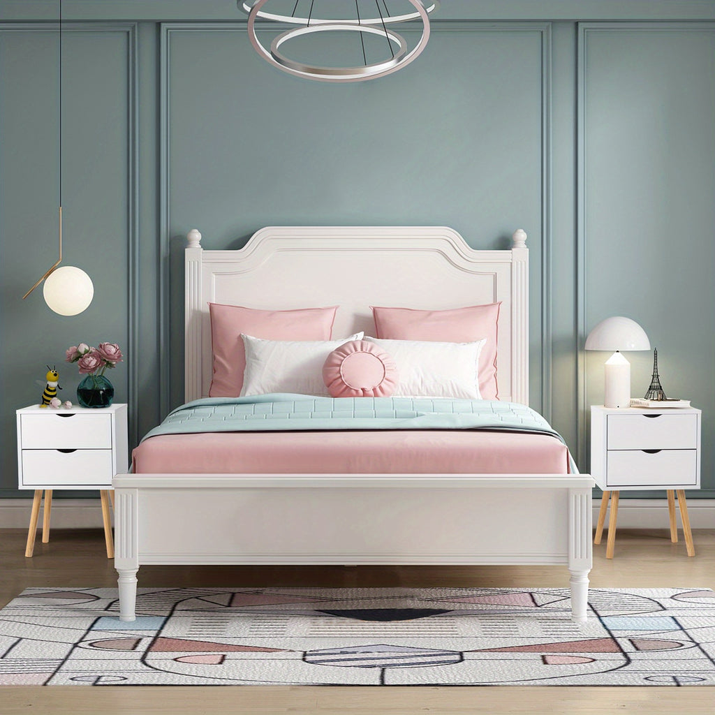 2pcs Modern White Bedside Cabinets\u002FNightstands with Two Drawers - Space-Saving MDF Spray Paint & Solid Wood, High- Bedside Tables ( Assembly, White Wood Color) for Small Bedrooms, 15.75x11.81x23.62inch