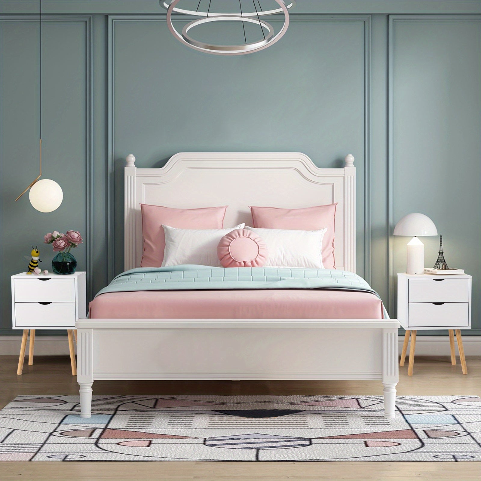 2pcs Modern White Bedside Cabinets\u002FNightstands with Two Drawers - Space-Saving MDF Spray Paint & Solid Wood, High- Bedside Tables ( Assembly, White Wood Color) for Small Bedrooms, 15.75x11.81x23.62inch