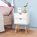 2pcs Modern White Bedside Cabinets\u002FNightstands with Two Drawers - Space-Saving MDF Spray Paint & Solid Wood, High- Bedside Tables ( Assembly, White Wood Color) for Small Bedrooms, 15.75x11.81x23.62inch
