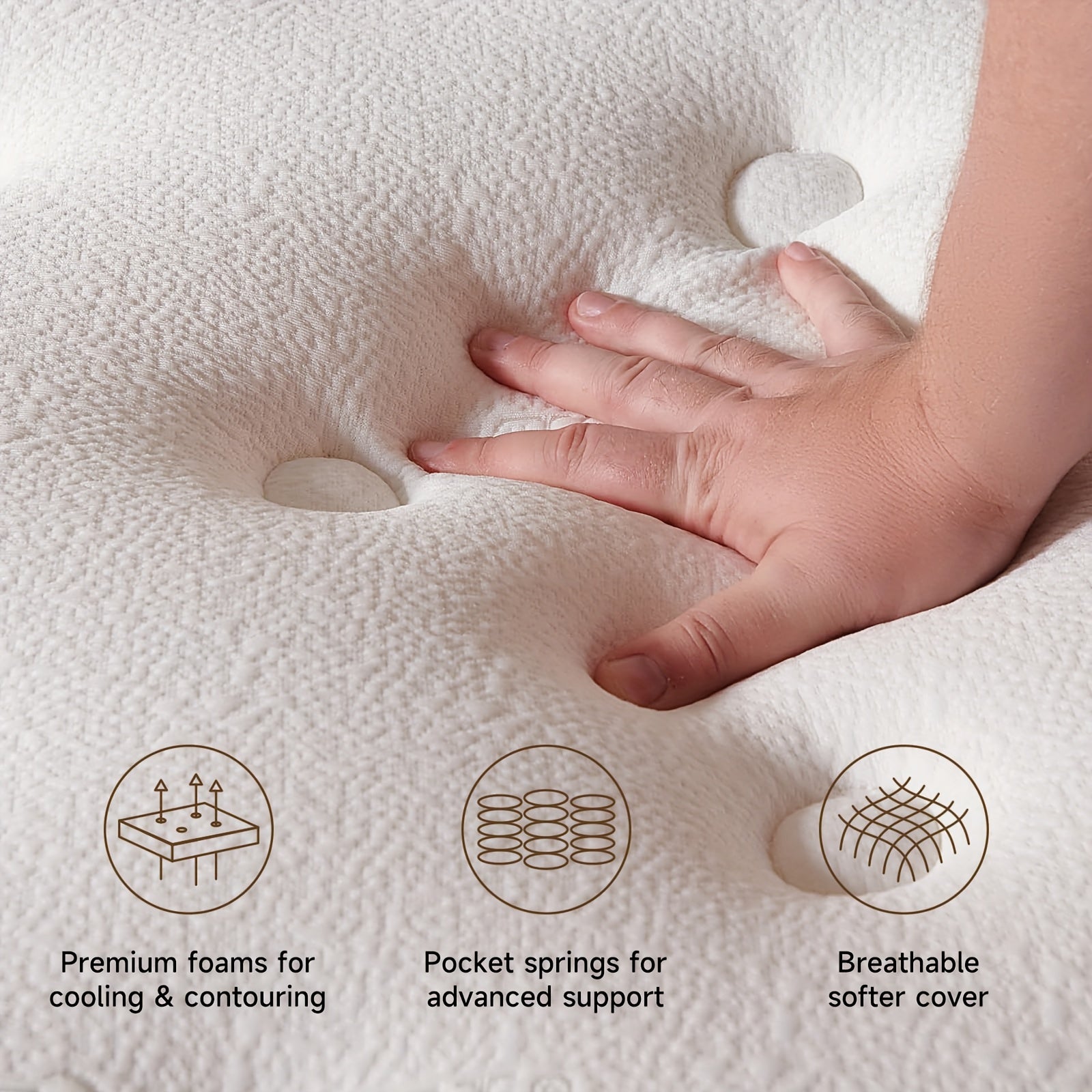 12 Inch Queen Hybrid Mattress | Cooling Gel Memory Foam & Zoned Pocket Coils, Pressure Relief, Motion Isolation, Breathable Bed In A Box, Medium Feel, Woven Top.
