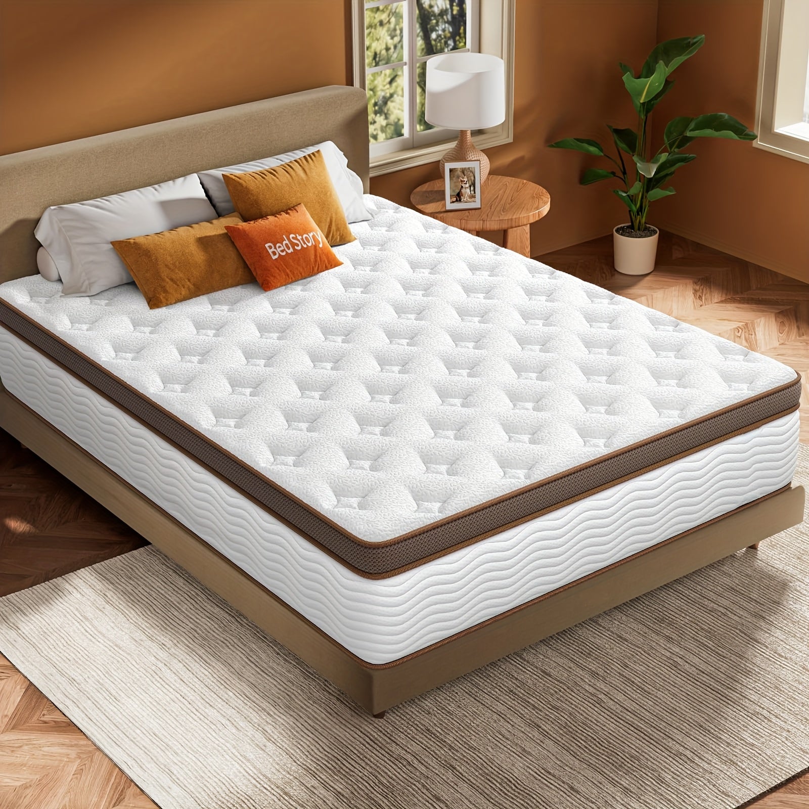 Queen Size 12-Inch Hybrid Mattress with Memory Foam & Pocket Springs - Medium Firm Feel, Motion Isolation & Pressure Relief, Support, Cooling Breathable Design, No Battery-Free Operation, Easy Setup in a Box - Ideal for Couples & Heavy Sleepers (Que