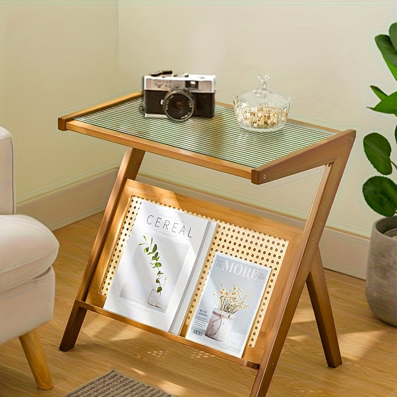 1 Bedside Table Mobile Storage Rack Sofa Side Table Glass Coffee Table, Creative Side Table Bedroom Bedside Table Living Room Decoration Bedroom Decoration Rental Room Supplies Home Storage And Organization Home Decoration