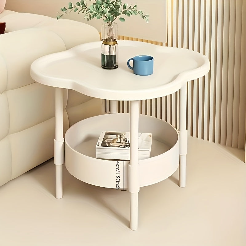 A Classic And Stylish Storage Table with a Two-Tier Design, Suitable for Use As a Bedside Table, Living Room Coffee Table, Or Office Shelf. It Features a Rounded Edge to Prevent Collisions, Making It a Refined And Easy Gift