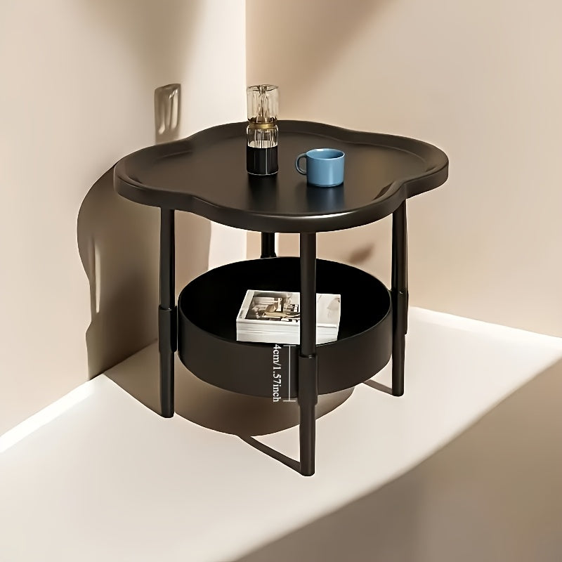 A Classic And Stylish Storage Table with a Two-Tier Design, Suitable for Use As a Bedside Table, Living Room Coffee Table, Or Office Shelf. It Features a Rounded Edge to Prevent Collisions, Making It a Refined And Easy Gift