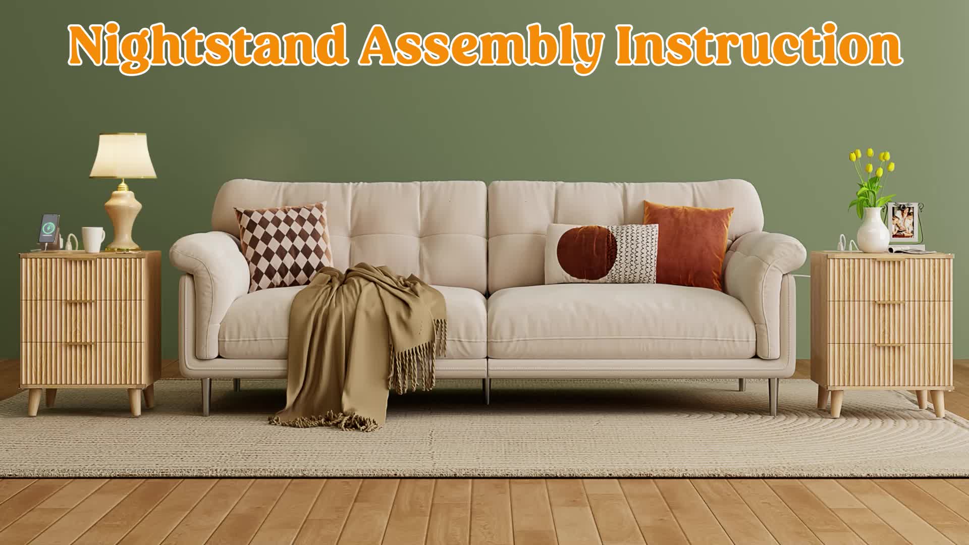 1pc Nightstand With Charging Station, Side Table With 3 Drawers, Bedside End Table With 2 USB Ports And 2 AC Outlets, Night Stand For Bedroom, Small Dresser For Small Spaces