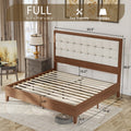 PaPaJet Wood Bed with Headboard Platform Bed Upholstered Tufted Headboard\u002FSolid Wood Bed No Box Spring Needed