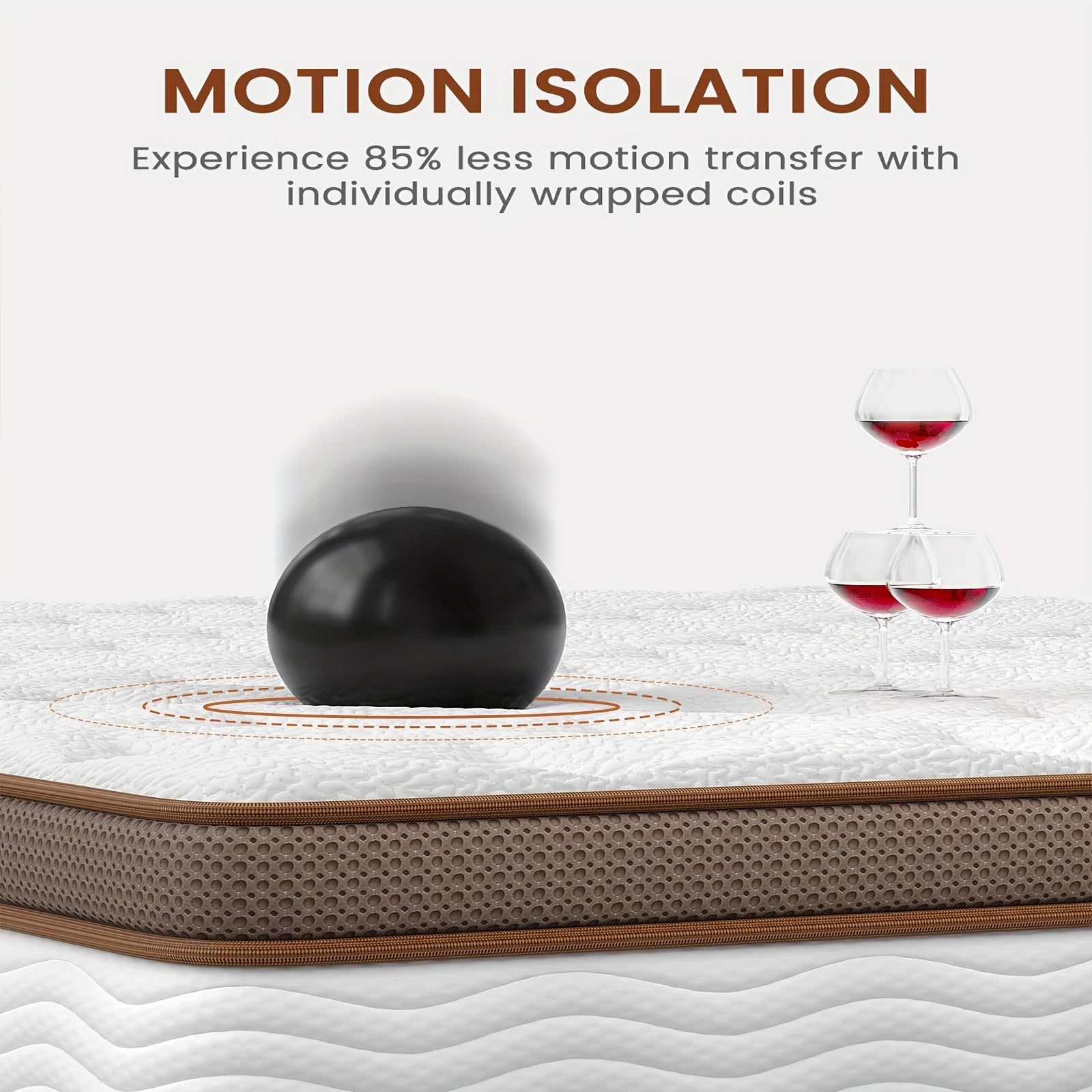 Queen Size 12-Inch Hybrid Mattress with Memory Foam & Pocket Springs - Medium Firm Feel, Motion Isolation & Pressure Relief, Support, Cooling Breathable Design, No Battery-Free Operation, Easy Setup in a Box - Ideal for Couples & Heavy Sleepers (Que