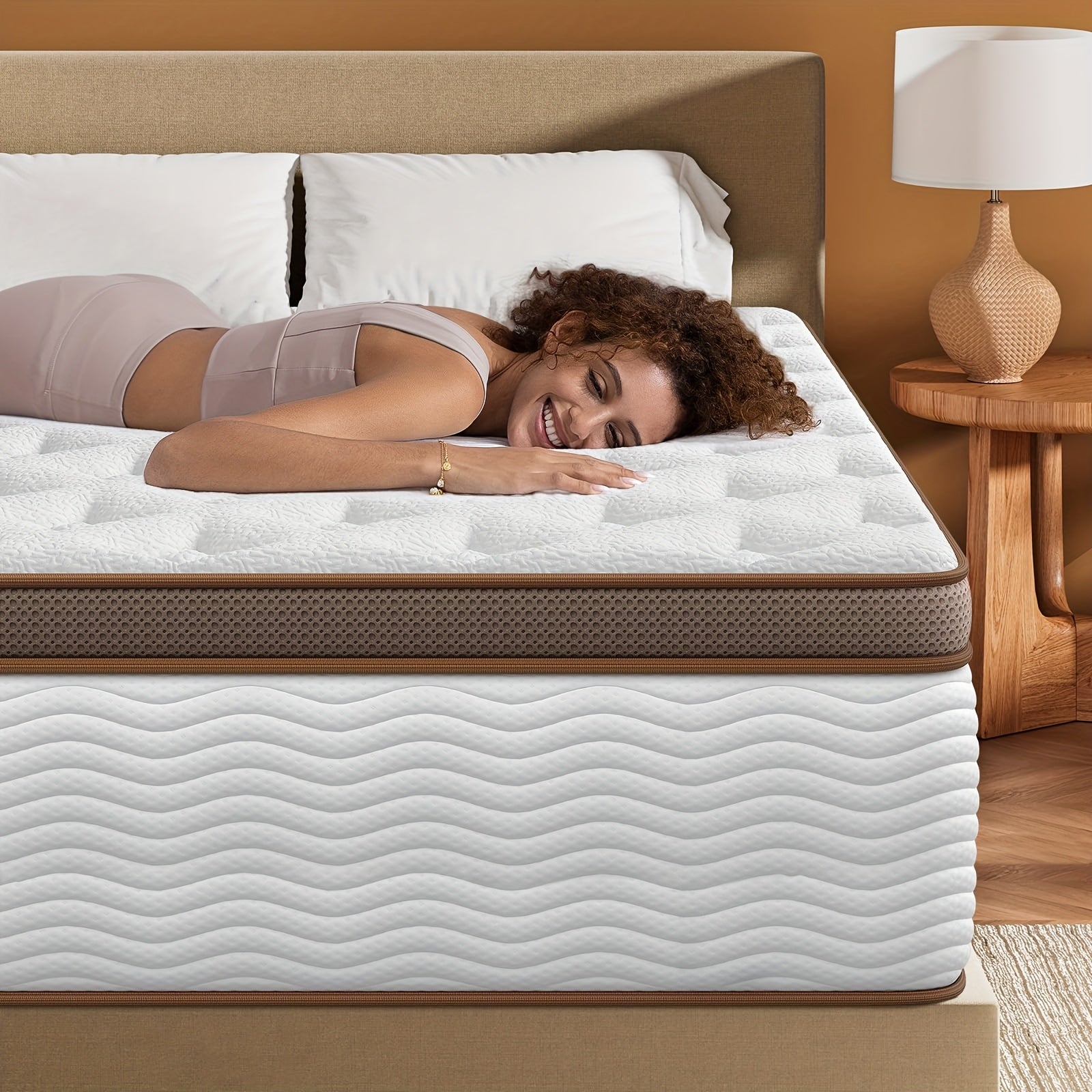 Queen Size 12-Inch Hybrid Mattress with Memory Foam & Pocket Springs - Medium Firm Feel, Motion Isolation & Pressure Relief, Support, Cooling Breathable Design, No Battery-Free Operation, Easy Setup in a Box - Ideal for Couples & Heavy Sleepers (Que