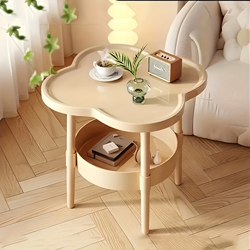 A Classic And Stylish Storage Table with a Two-Tier Design, Suitable for Use As a Bedside Table, Living Room Coffee Table, Or Office Shelf. It Features a Rounded Edge to Prevent Collisions, Making It a Refined And Easy Gift