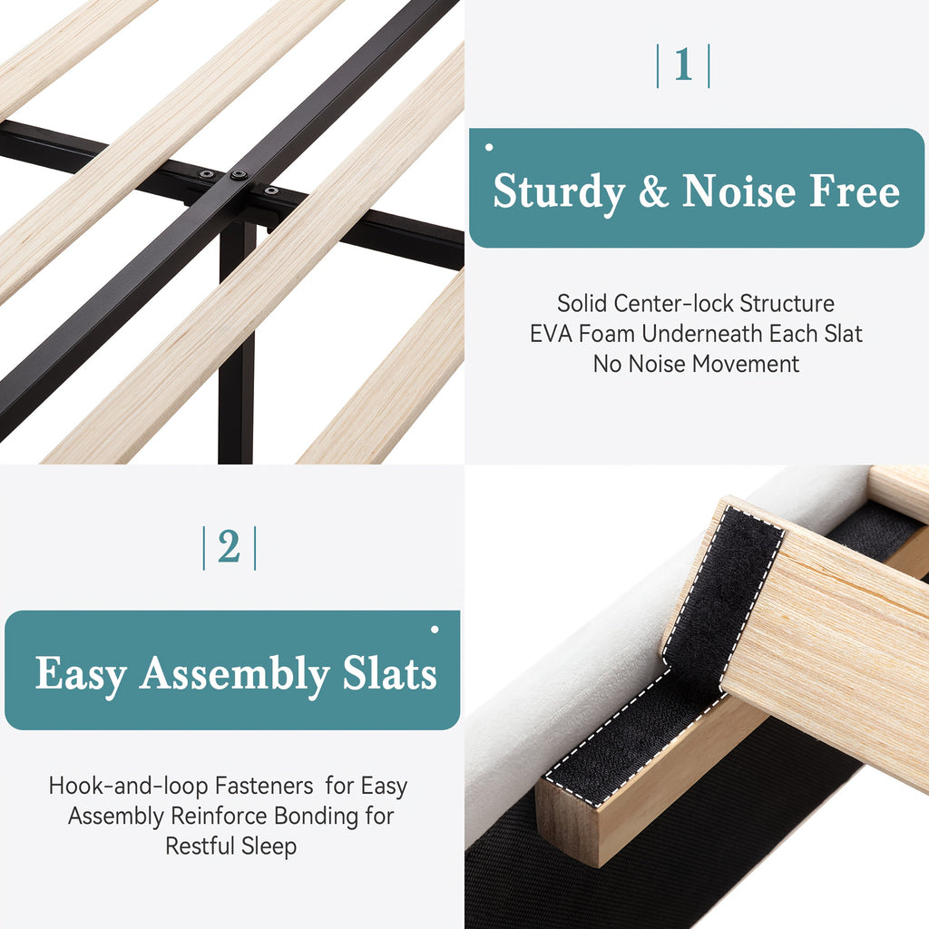 HOOMIC Velvet Upholstered Bed Frame with Adjustable Headboard, Contemporary Platform Bed Featuring Vertical Channel Tufting, Wooden Slats for Support, Optional Box Spring, Ideal for Home Bedroom Furniture, Free Shipping Available