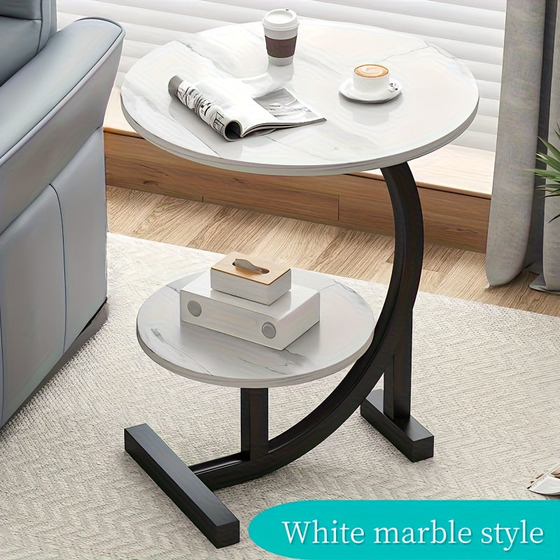 Premium Modern Wrought Iron Side Table - Minimalist Aesthetic with Delicate Lines, Combines Sofa End Table and Coffee Table Functions, Versatile for Bedroom and Living Room, Compact Design with Ample Storage for Coffee and Decor