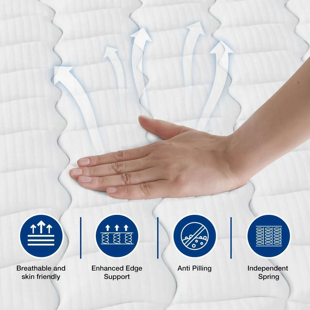 Heavy-Duty Memory Foam 12-Inch Heavy-Duty Memory Foam & Pocket Springs Mattress - Queen\u002FKing\u002FKing Size | Medium-Firm, Fire-Resistant Cover, Motion Isolation, Durable Bed Pad for Heavy Sleepers