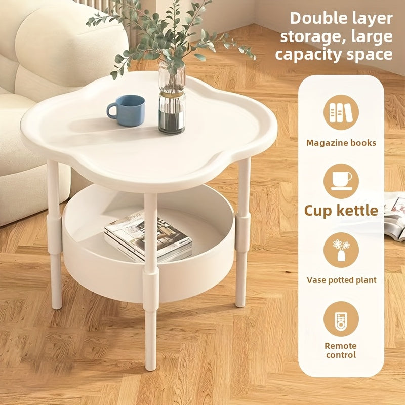 A Classic And Stylish Storage Table with a Two-Tier Design, Suitable for Use As a Bedside Table, Living Room Coffee Table, Or Office Shelf. It Features a Rounded Edge to Prevent Collisions, Making It a Refined And Easy Gift
