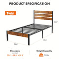 Metal Frame Bed Frame with Headboard, No Box Spring, Has Sturdy Wood Slats to Support 800 Lbs, Can Be Purchased Separately Or with a 2pcs Bedside Organizer (Fabric Drawer with 2 Storage Unit Compartments), Suitable for Bedroom, Living Room
