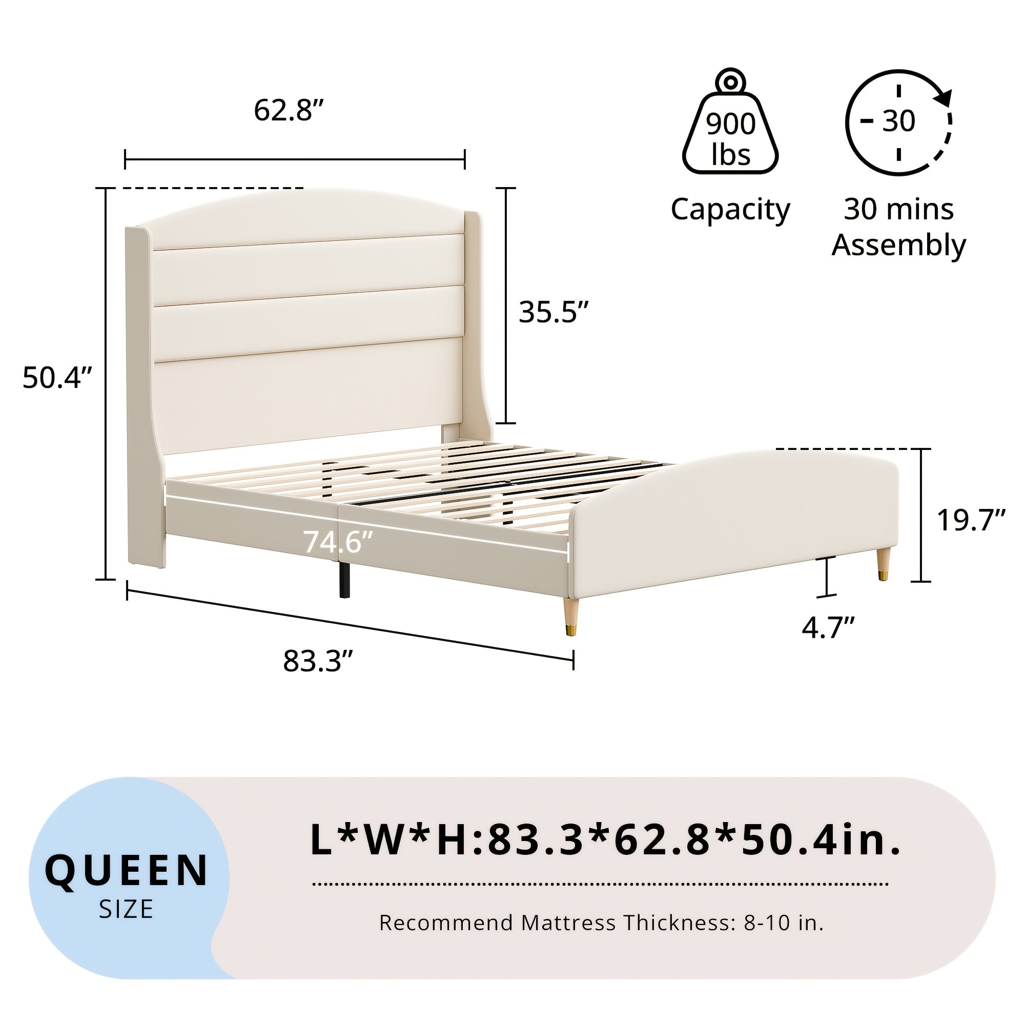 Full\u002FQUEEN\u002FKING Size Bed Frame with 50.4\