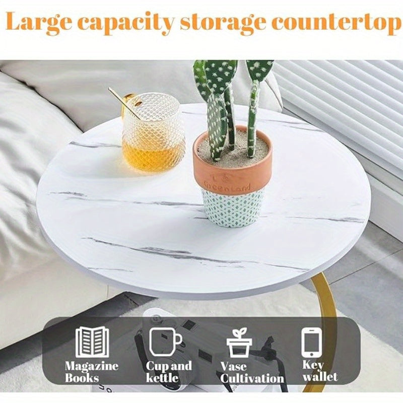 Exuding a Sense of Luxury! This Modern Light-luxury Wrought Iron Side Table Features Delicate Lines That Outline Minimalist Aesthetics. It Combines the Functions of a Sofa Side Cabinet and a Coffee Table, Making It Suitable for Both Bedrooms