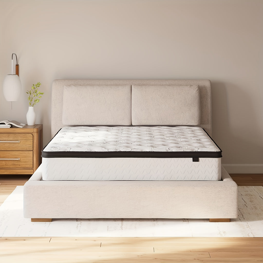 12 Inch Boxed Memory Sponge Independent Pocket Spring Mixed Large Mattress, Moderate Comfort with Best Lumbar Support for a Perfect Sleep Environment, Available in Twin, Full, Queen, King Options, Medium Firm Mattress, Supportive Sleep Surface