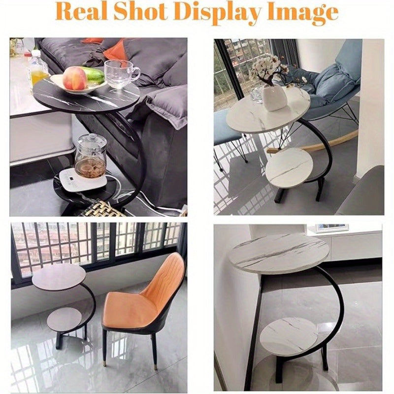 Exuding a Sense of Luxury! This Modern Light-luxury Wrought Iron Side Table Features Delicate Lines That Outline Minimalist Aesthetics. It Combines the Functions of a Sofa Side Cabinet and a Coffee Table, Making It Suitable for Both Bedrooms