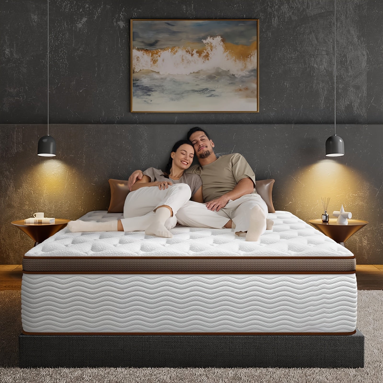 Queen Size 12-Inch Hybrid Mattress with Memory Foam & Pocket Springs - Medium Firm Feel, Motion Isolation & Pressure Relief, Support, Cooling Breathable Design, No Battery-Free Operation, Easy Setup in a Box - Ideal for Couples & Heavy Sleepers (Que