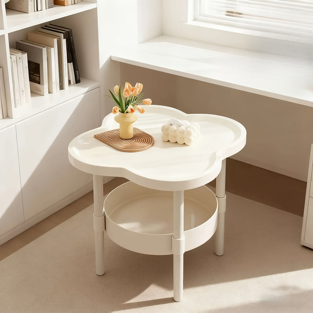 A Classic And Stylish Storage Table with a Two-Tier Design, Suitable for Use As a Bedside Table, Living Room Coffee Table, Or Office Shelf. It Features a Rounded Edge to Prevent Collisions, Making It a Refined And Easy Gift