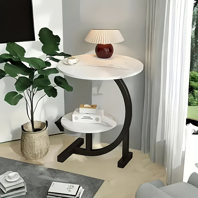Exuding a Sense of Luxury! This Modern Light-luxury Wrought Iron Side Table Features Delicate Lines That Outline Minimalist Aesthetics. It Combines the Functions of a Sofa Side Cabinet and a Coffee Table, Making It Suitable for Both Bedrooms