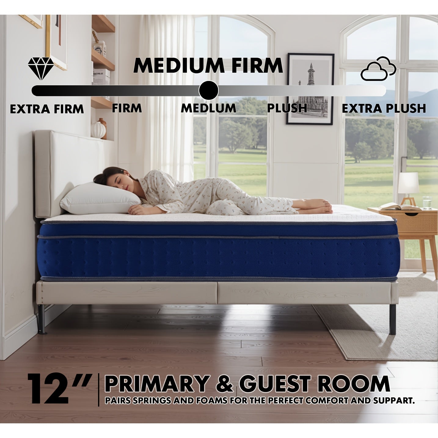 Queen Size Mattress - 12 Inch, Ventilated Memory Foam, Flame Retardant Protection, Built-in Independent Springs, Motion Isolation, Comfortable And Breathable - Full Mattress, Queen Mattress, King Mattress.