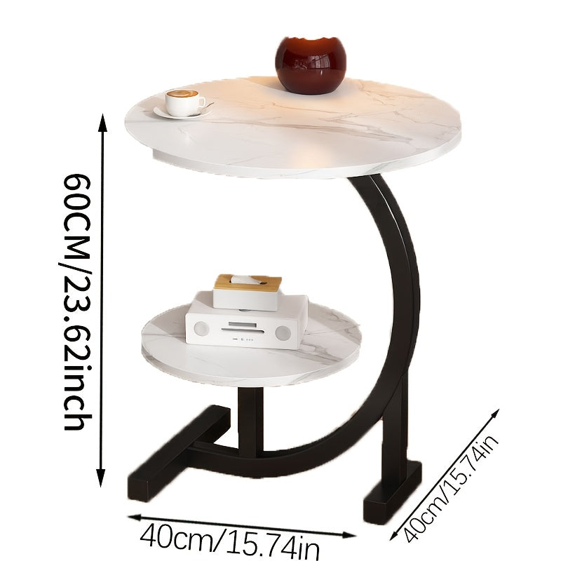 Exuding a Sense of Luxury! This Modern Light-luxury Wrought Iron Side Table Features Delicate Lines That Outline Minimalist Aesthetics. It Combines the Functions of a Sofa Side Cabinet and a Coffee Table, Making It Suitable for Both Bedrooms