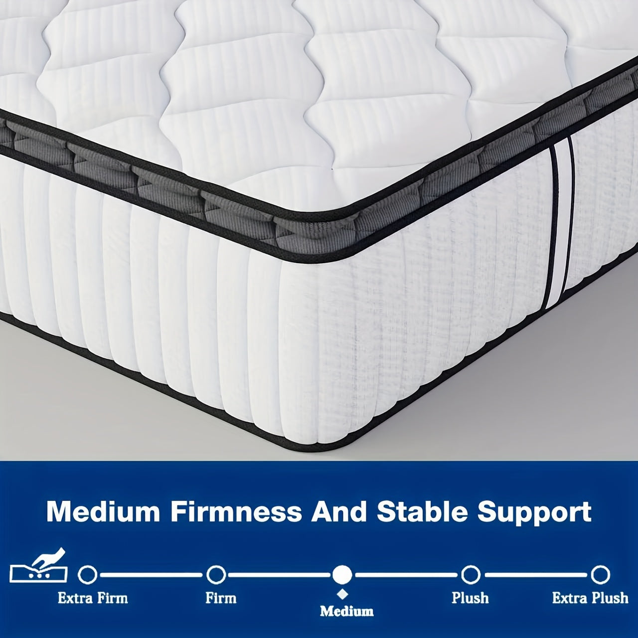 Heavy-Duty Memory Foam 12-Inch Heavy-Duty Memory Foam & Pocket Springs Mattress - Queen\u002FKing\u002FKing Size | Medium-Firm, Fire-Resistant Cover, Motion Isolation, Durable Bed Pad for Heavy Sleepers