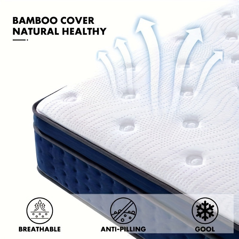 Queen Size Mattress - 12 Inch, Ventilated Memory Foam, Flame Retardant Protection, Built-in Independent Springs, Motion Isolation, Comfortable And Breathable - Full Mattress, Queen Mattress, King Mattress.